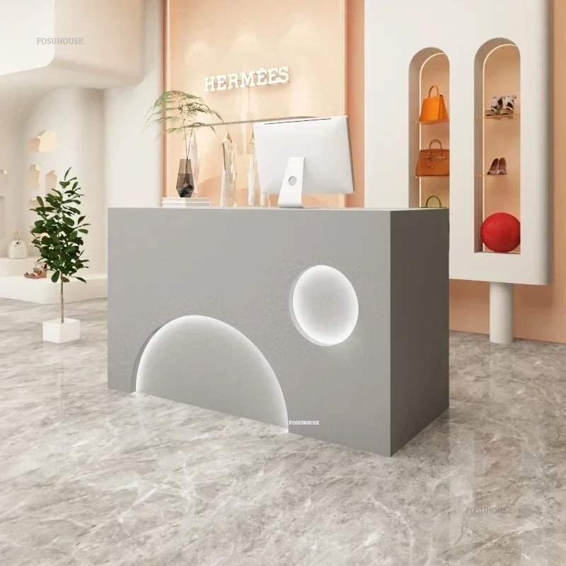 Nordic Reception Desk Office Furniture for Front Reception Counter Minimalist Creative Small Commercial Beauty Institute Counter