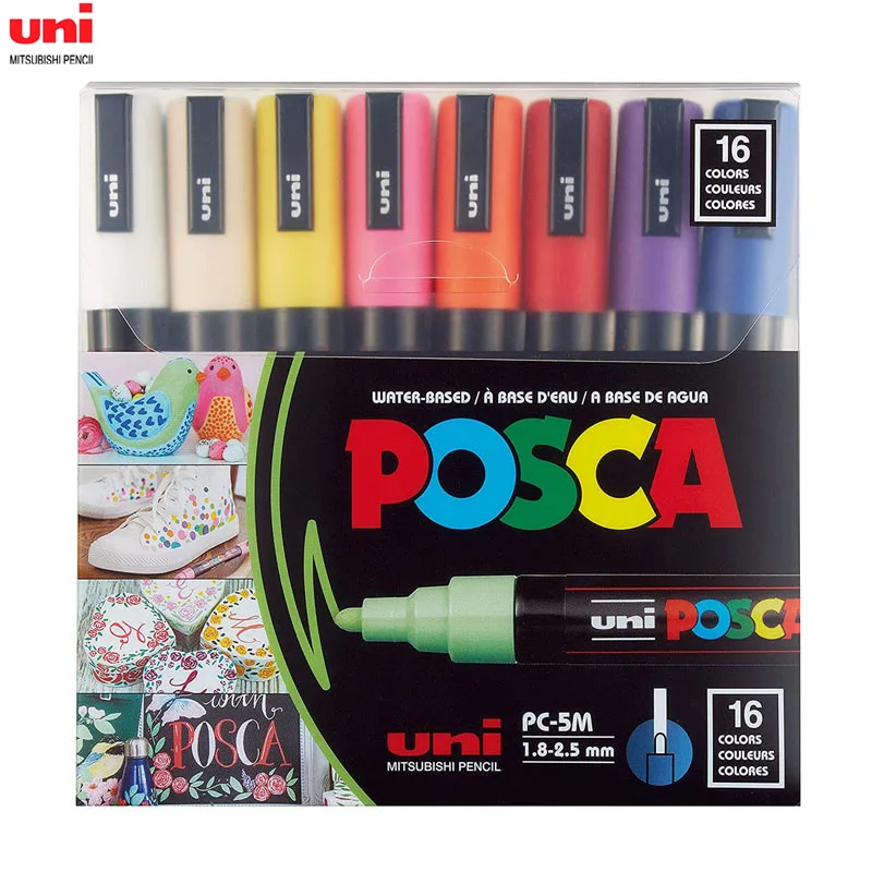 Uni Posca - Rotulador de punta media, 8 colores (PC-5M 8C)