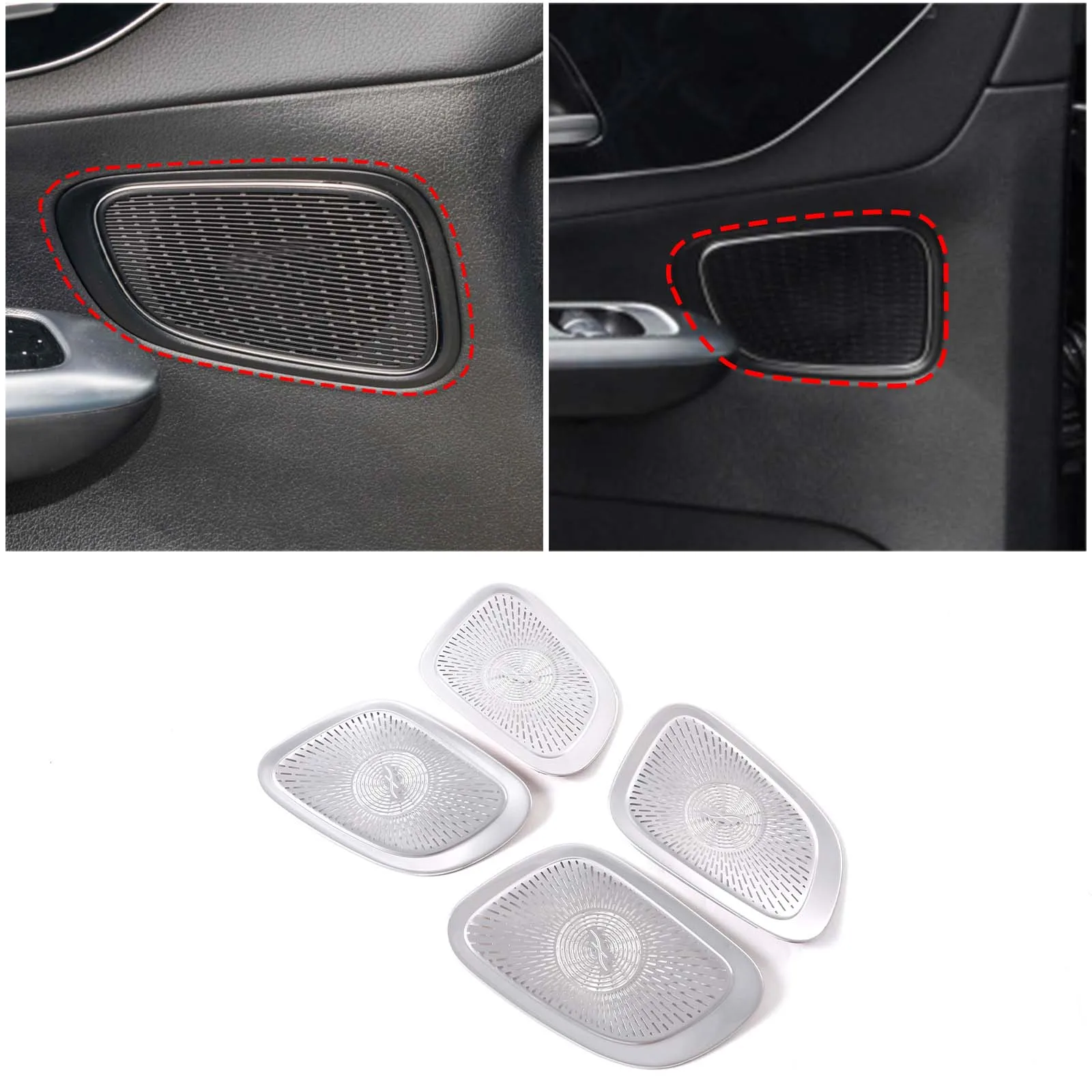 

For 2023 Mercedes-Benz GLC stainless steel silver car door speaker grille tweeter grille car interior protection accessories