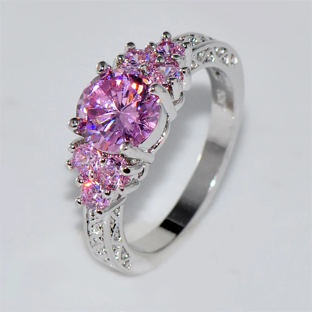 Splendent White Zircon Engagement Ring Luxury Crystal Round Stone Rings For Women Men Silver Color Wedding Bands Stylish Jewelry