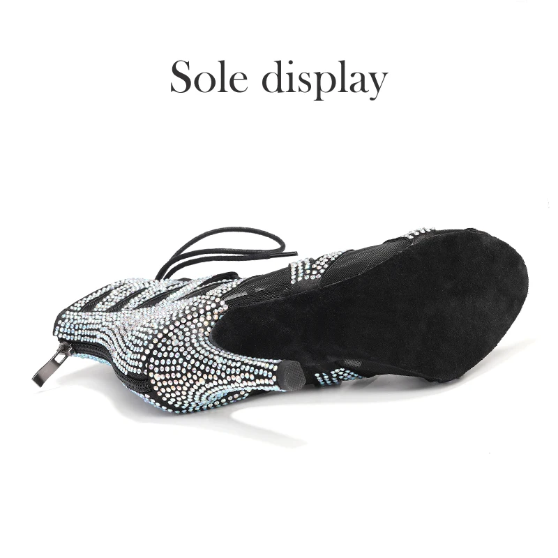 Dance Shoes Rhinestones for Women/Ladies Latin Jazz Pole Ballroom Party Shiny Stiletto Heels Lace-up Sandals