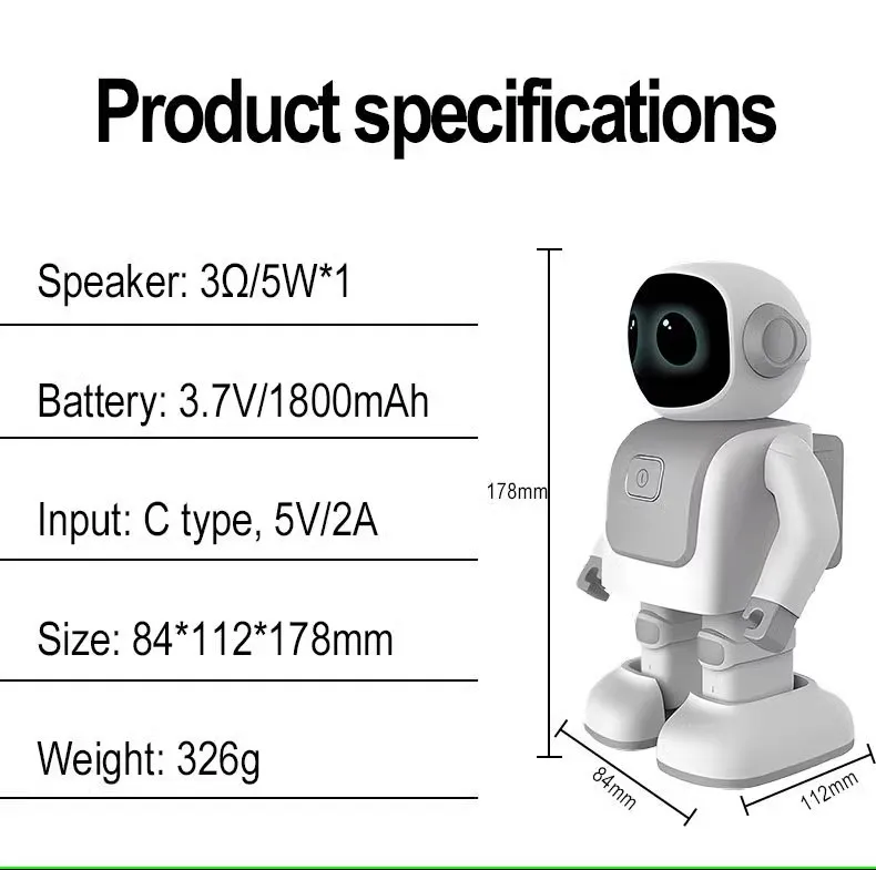 Dance Intelligent Robot Programming Space Robots Companionship Robot Bluetooth Speaker Toys Christmas Gifts New