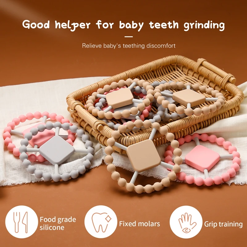 Baby Teether Elastic Molar Toy Round Chewable Silicone Teething Rings Nursing Bracelet BPA Free Baby Accessories For Newborn 1Pc teething toys silicone teething toys