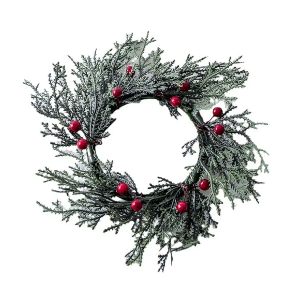 

Candlestick Wreath Centerpiece Artificial Cherry Christmas Year New Pinecone Holder Decor Xmas Garland Wedding Candle Wreat S5w4