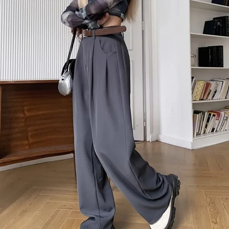 Deeptown Brown Suit Pants Women Autumn Wide Baggy Casual Korean Fashion Vintage Elegant Office Ladies Trousers Harajuku Slacks