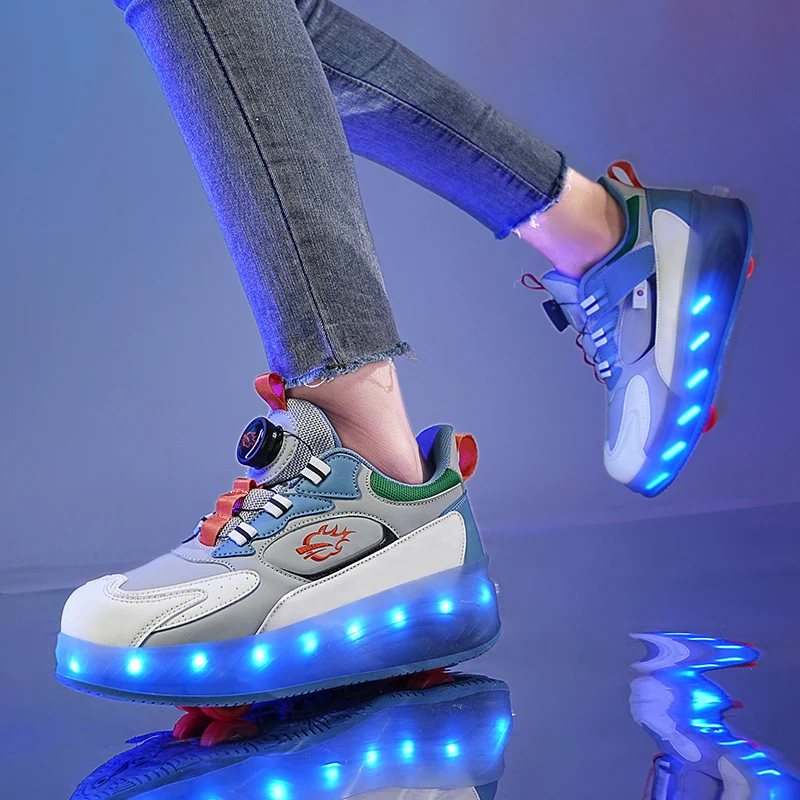 Flashing Roller Sneaker Outdoor Indoor Skating Shoes Detachable
