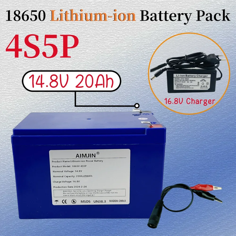 

18650 4S5P 14,8 V 20Ah литий-ионный аккумулятор Встроенный BMS подходит для оборудования 16,8 V, инвертор высокой мощности, солнечная батарея для туристических автомобилей