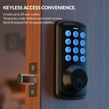 ZOMOSS Smart Keypad Door Lock,Digital Code Keyless Entry With Anti-Peeking Password, Auto Lock, And Easy Installation 3