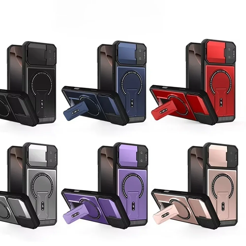 Magnetic Phone Case With Lens Protector And Foldable Stand_voghion.com