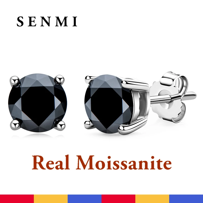 

Серьги SEMNI 2.0ct настоящие круглые черные фотообои для женщин и девушек, покрытые белым золотом, со сверкающими бриллиантами в лаборатории, роскошные украшения в подарок
