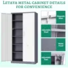 Metal Storage Cabinet with Lock Door and 5 Shelves,6 Tier Steel Garage Tool Cabinet 72" H X 36" W X18 D (White Gray) 6