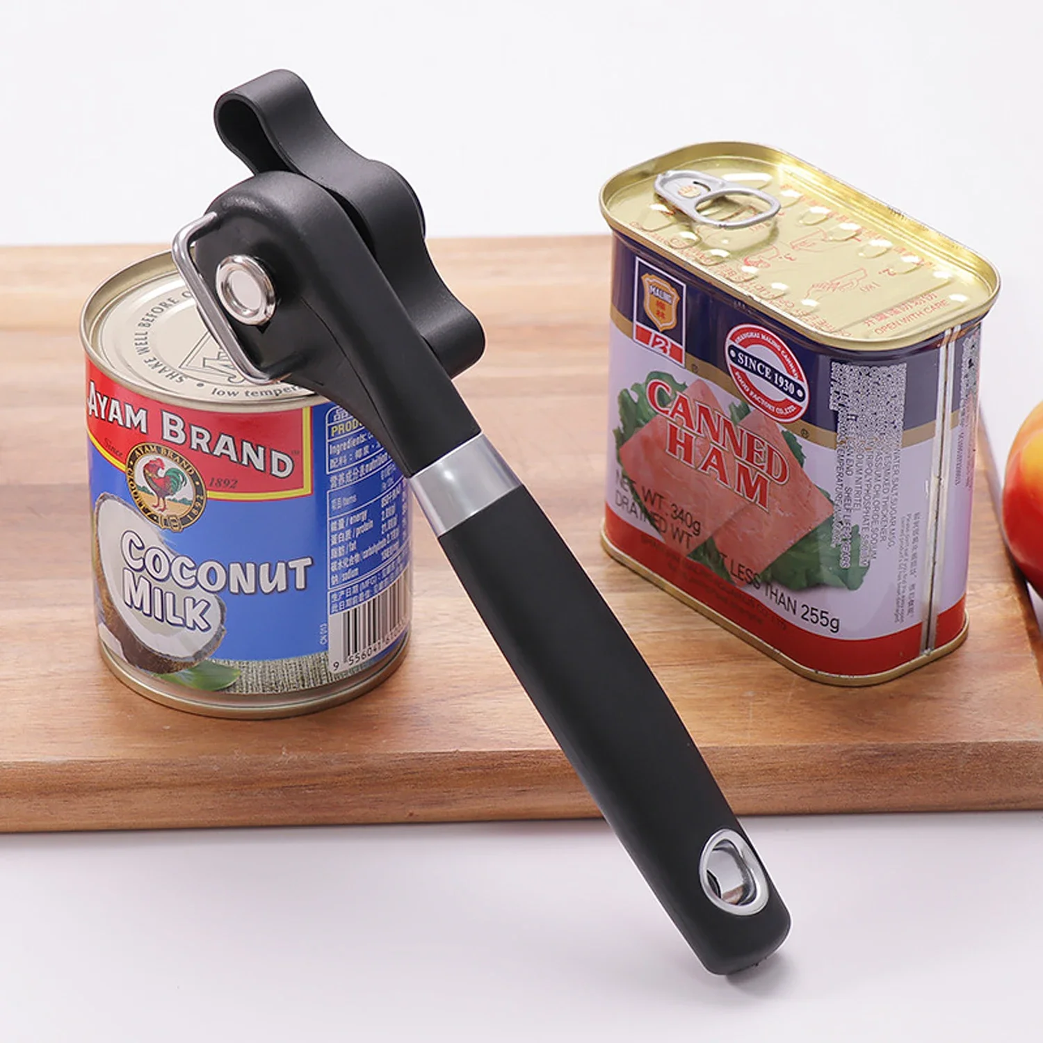 Safe Plastic Hand-actuated Can Opener Safety Kitchen Tools Easy Grip Side Cut Manual Opener for Cans' Lid Kitchen Gadgets