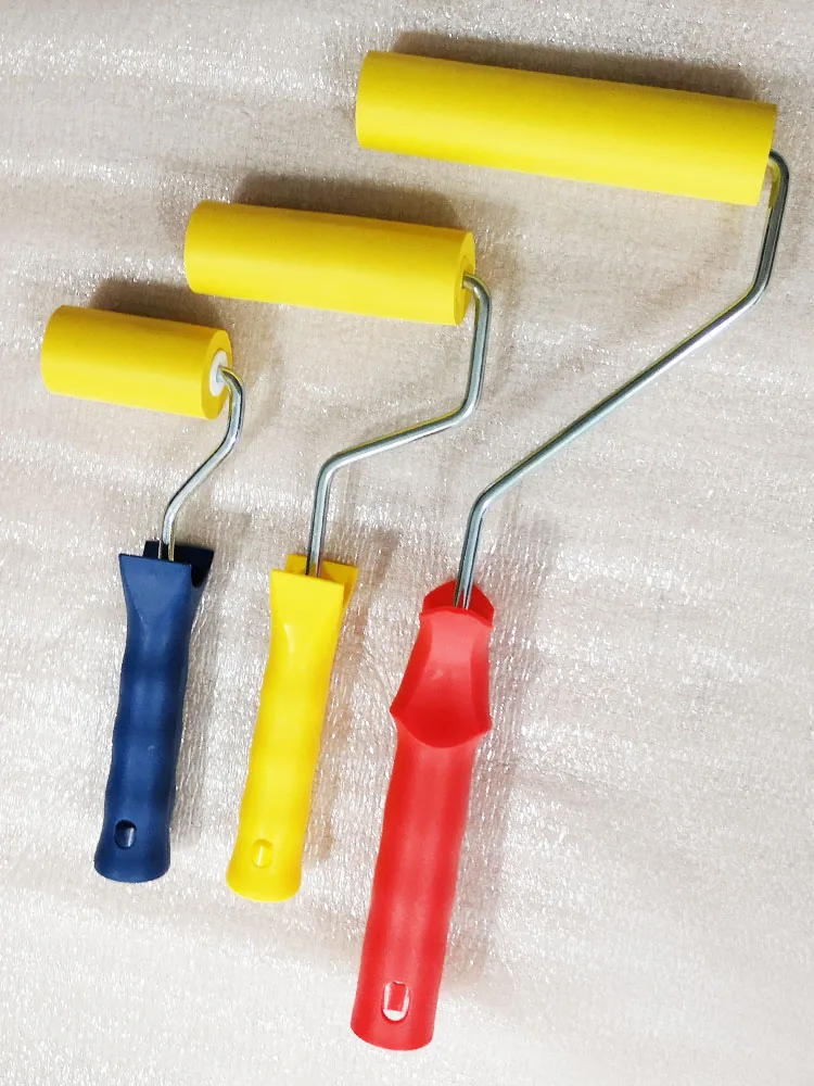 ZALHIN Rubberen rol, 3-delige lijmrol, aandrukrol, linodrukset, kunsthandwerk olieverfgereedschap, rubberen rol voor blokdruk en handwerk, antislip plakband