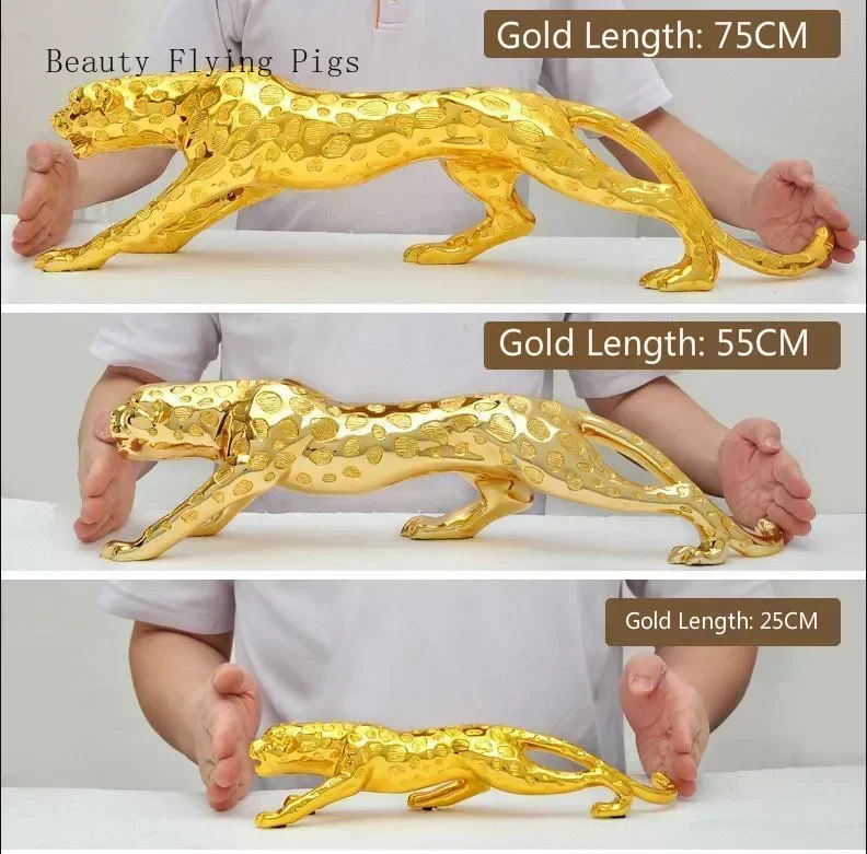 Modern Abstract Gold Panther Sculpture Geometric Resin Leopard Statue Wildlife Decor Gift Craft Ornament Accessories Furnishing - Image 5
