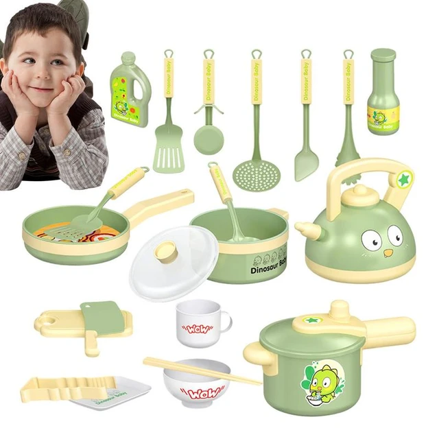 Play Kitchen Accessories Cartoon Dinosaur Cooking Play Accessories Playset  Pots Pans Utensils Cookware Kitchen Fake Play Food - AliExpress