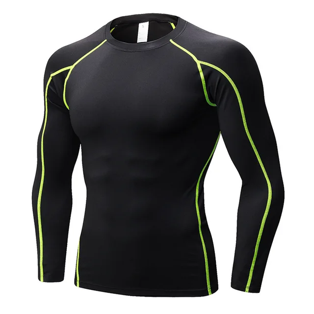 Men Bodybuilding Sport T-shirt Quick Dry Running Shirt Long Sleeve Compression Top Gym T Shirt Men Fitness Tight Rashgard TC-152