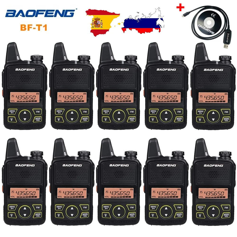 

10pcs Baofeng BF-T1 Portable Radio UHF 400-470MHz 20CH Mini Two Way Radio BFT1 Walkie Talkie Baofeng Intercom With Earpiece