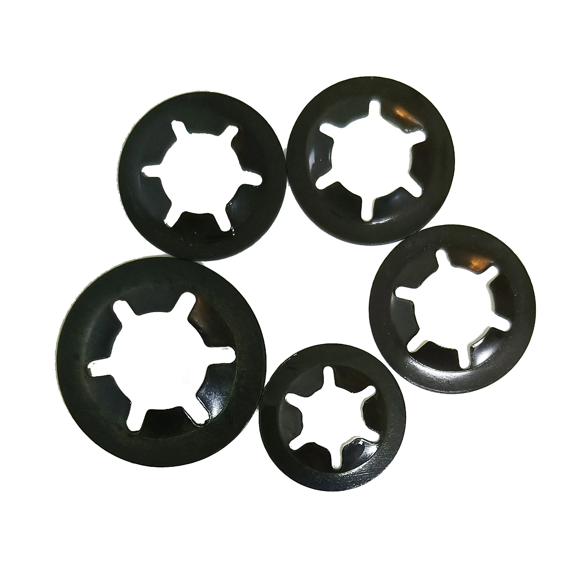 365PCS Internal Tooth Starlock Washers, 8 Sizes Push On Speed Clips Fasteners Assortment Kit, 65 Mn Steel Black Oxide Finish