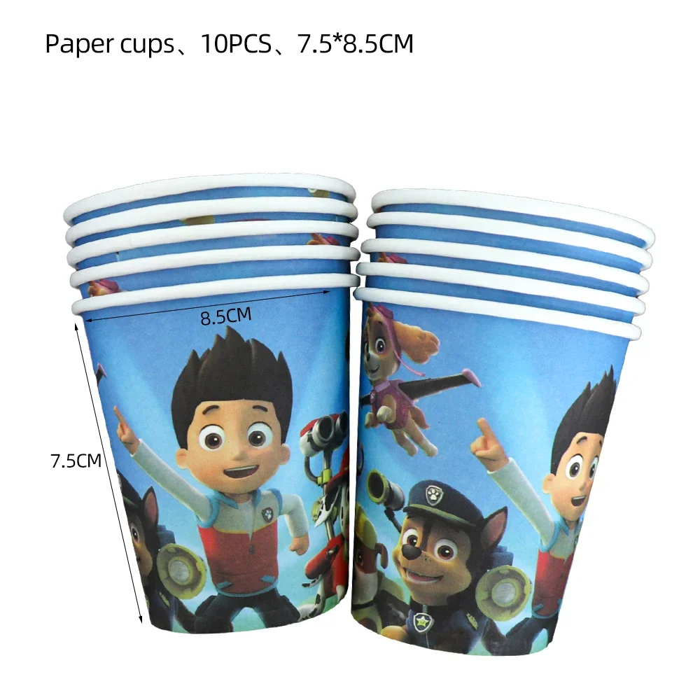 Paw Patrol Dog Cartoon Disposable Paper Cap Banner Spiral Cake Topper Decor Marshall Balloon Baby Shower Birthday Party Supplies
