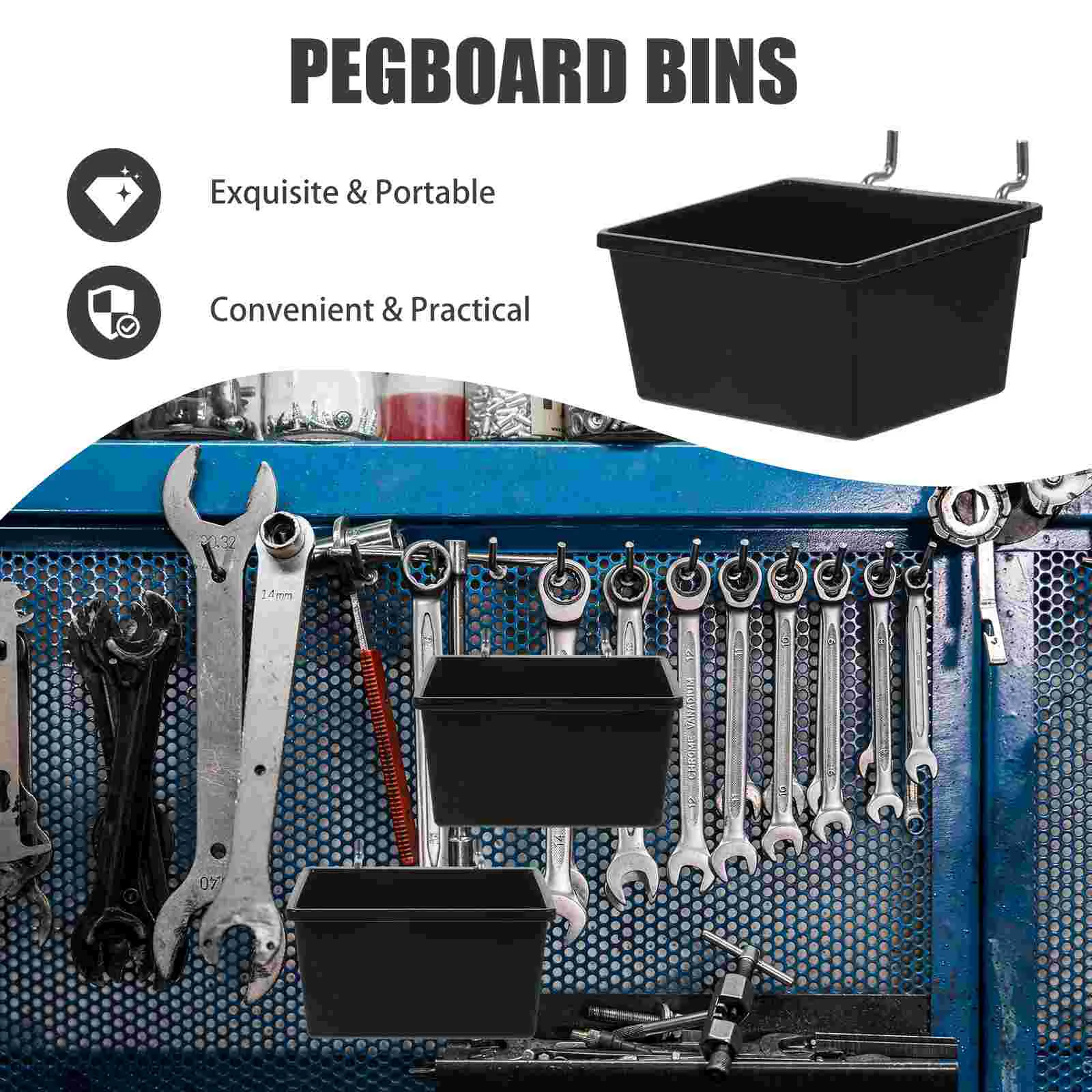 5 Pcs 90x80x45mm Thick Pegboard Parts Storage Box Tool ganizer Bins Heavy Duty Workshop Garage Hardware Container 4