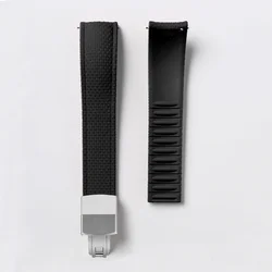 Premium FKM Rubber Quick Release Waterproof Watch Strap, Sport Edition - 21mm (Black S)