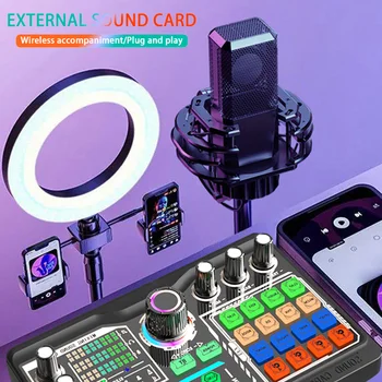 Professional Podcast Microphone SoundCard Kit Hi-Res SoundCard for PC Smartphone Laptop Computer Vlog Recording Live Streaming 1