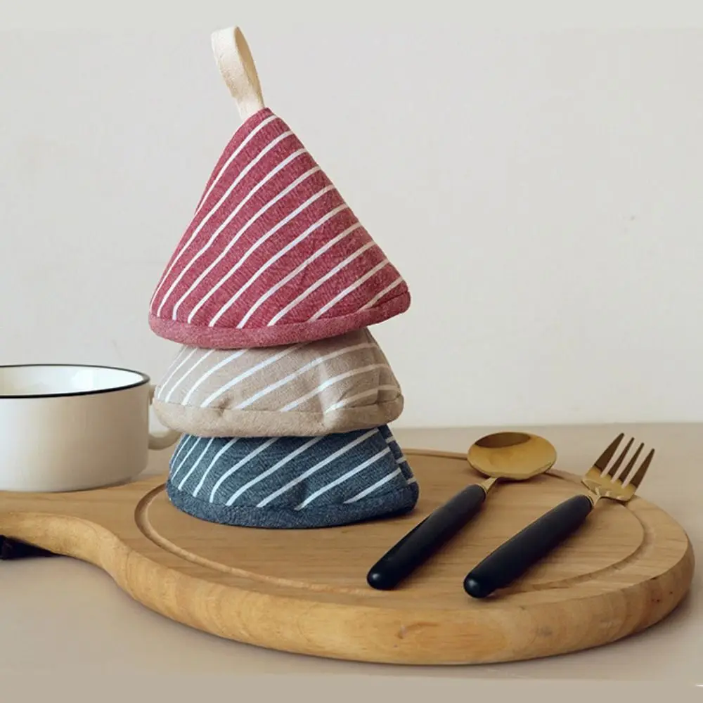 Striped Cotton Pot Holders Anti-Scalding Pot Triangle Hat Cloth Cover Thicker Handle Insulation