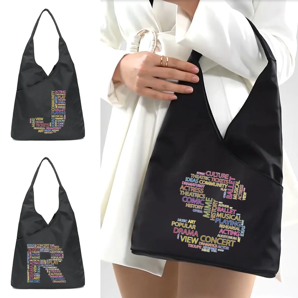 

Shopping Bag Handbags Travel Shoulder Bags Casual Shopper Pouch 2023 Women Organizer Female Portable Foldable Text Letter Print