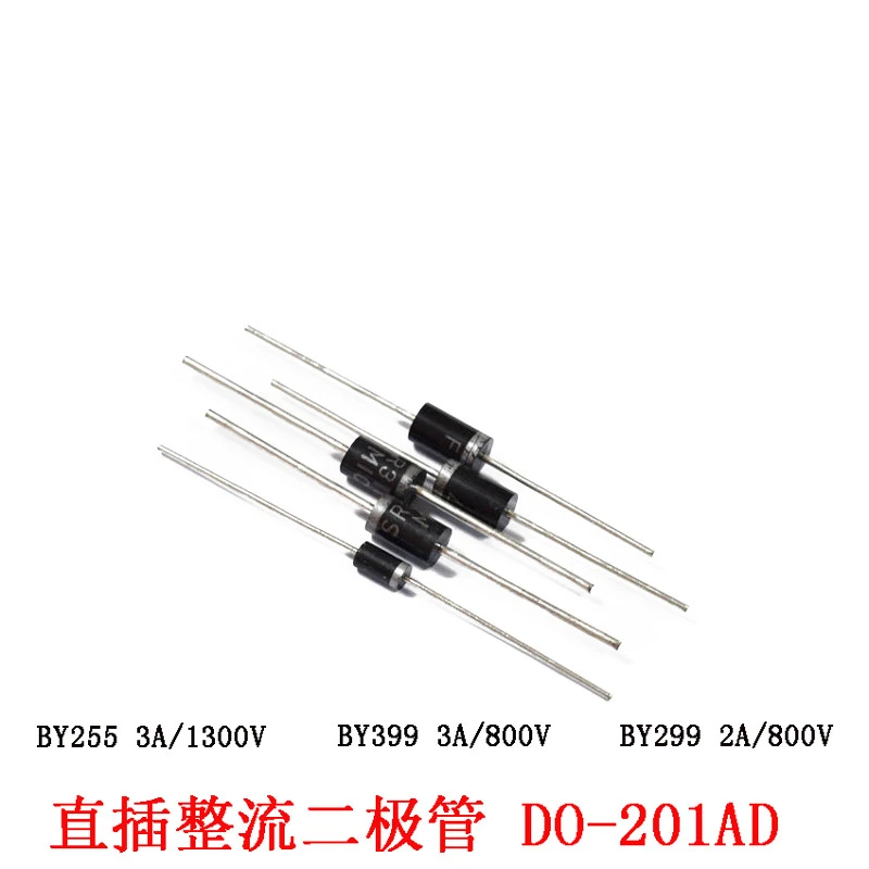 Straight Plug Fast Recovery Rectifier Diode By255 By299 By399 2a 3a  Straight Plug Do 201ad| | - AliExpress