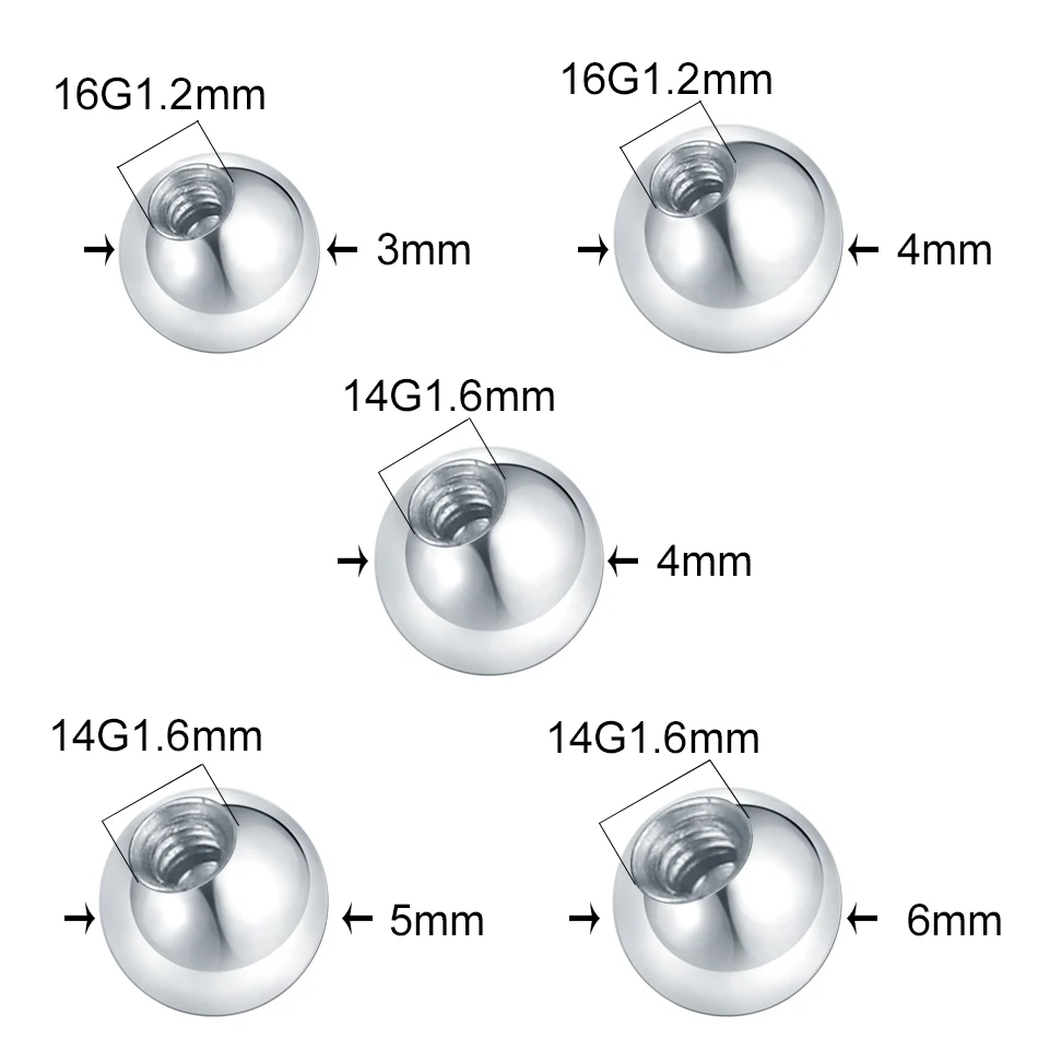 Piercing Jewelry Body Piercing Jewelry Body Jewelry 10pcs/lot Steel CZ Gem Replacement Spare Balls Labret Tongue Ring Ear Belly Eyebrow Piercing Attachment 16G 14G DIY Body Jewelry