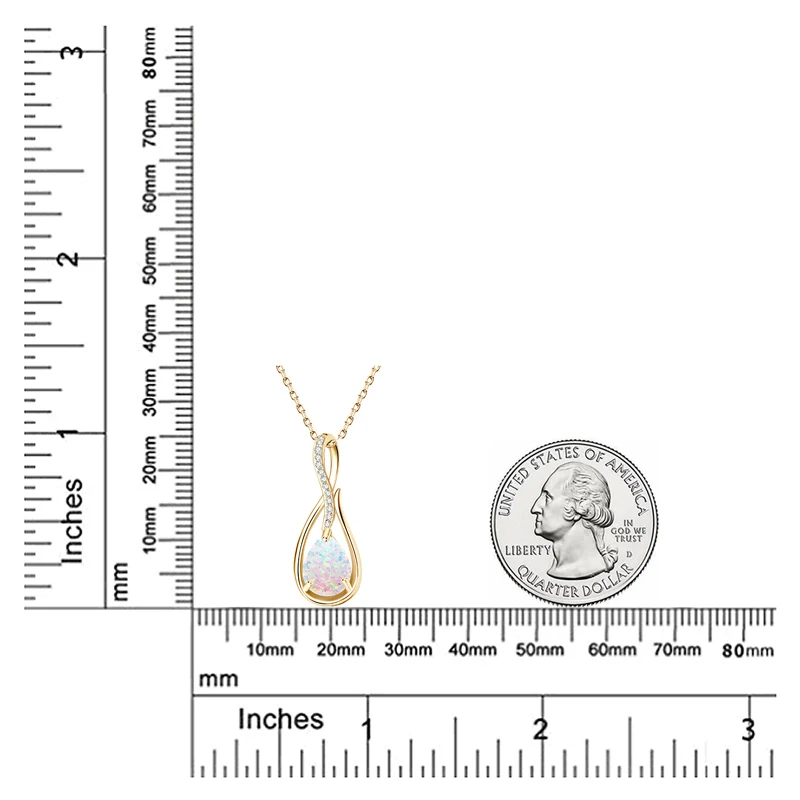 925 Sterling Silver Fashion Zircon Necklace 10x7mm Water Drop White Opal Ladies Pendant Necklace for Women Elegant Gemstone Gift 2
