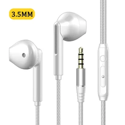 Enhanced Wired Headphones with Heavy Bass and Built - In Microphone (White 3.5mm)