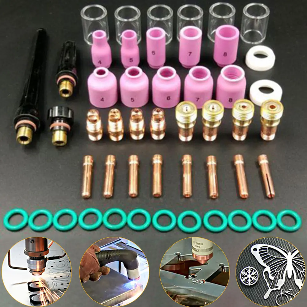 

49pcs Practical Accessories Gas Lens+#10 Glass Cup Welding Torch Kit Tool Machine Easy Use Set For WP TIG 17/18/26