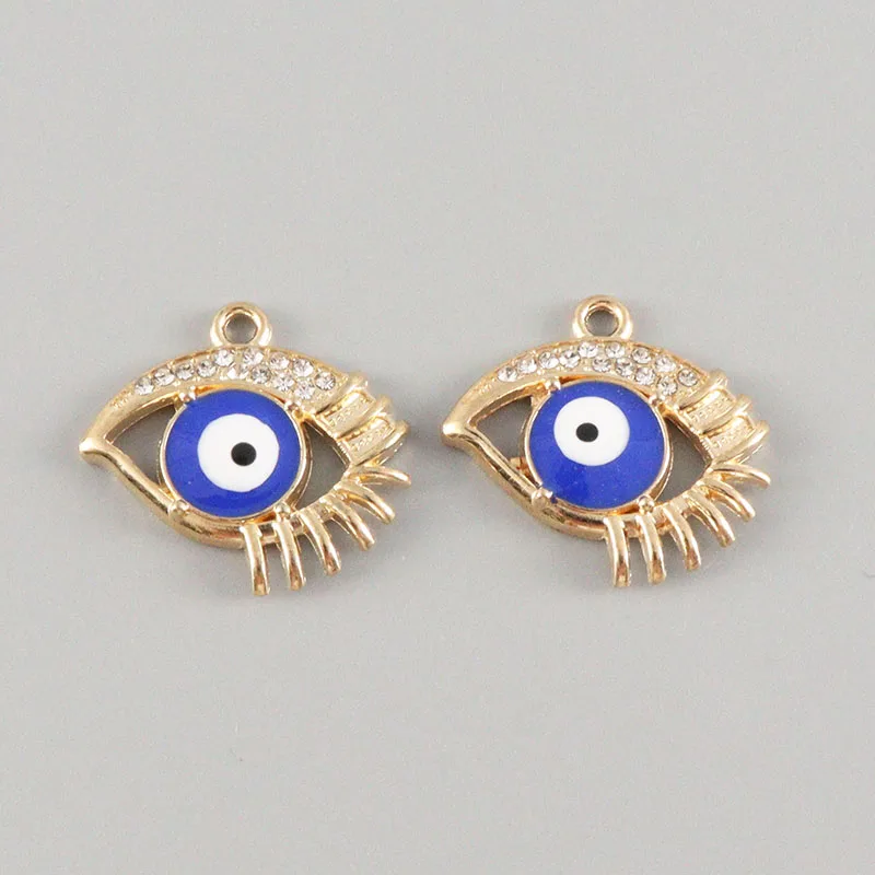 

15 Pieces Evil Eye Good Luck Rhinestone Diamond Charms Pendants for DIY Handmade Bracelet Necklace Making Findings Accessories