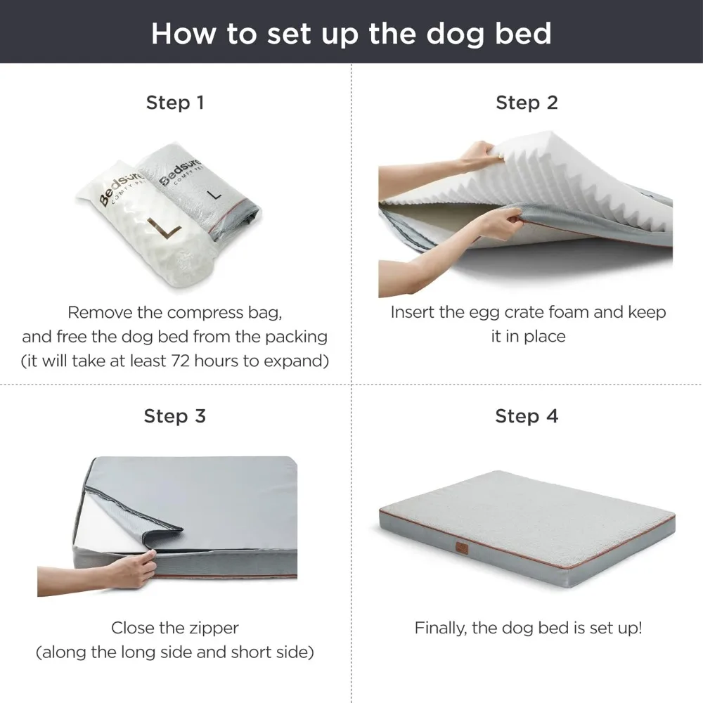 Bedsure Jumbo Dog Bed for Large Dogs-XXL Orthopedic Dog Beds with Removable Washable Cover, Egg Crate Foam Pet Bed Mat,