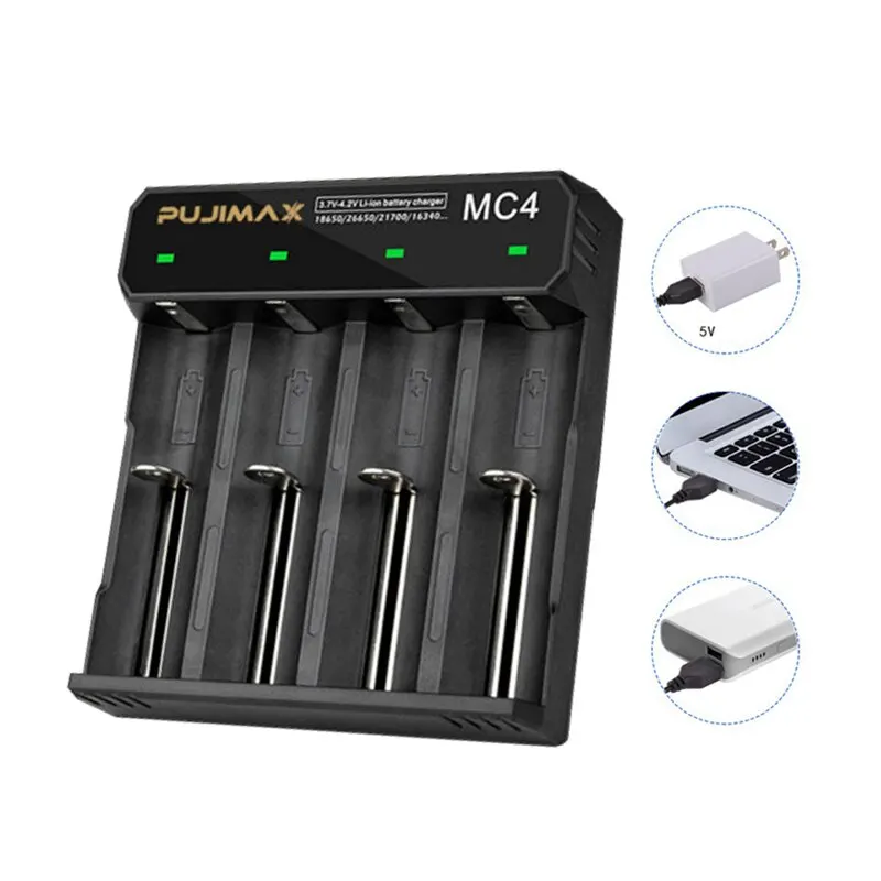 Battery Charger 4 Slots 18650 3.7/4.2V Series Lithium For 18350 14500 26500 22650 Fast Charging Adapter