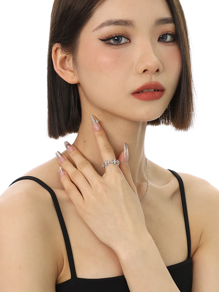 Adjustable Open Ring Faionable mat Sle Women's Ring Cross Design High-End Sensation Trendy Individual Middle Finger