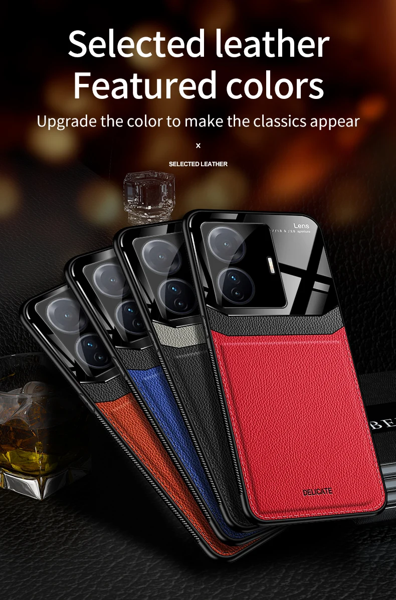 KEYSION Fashion Schutzhülle für VIVO T1 5G T1 Pro 5G India S15E, Leder, Glas, Silikon, Handyrückseite für IQOO Z6, stoßfest _voghion.com