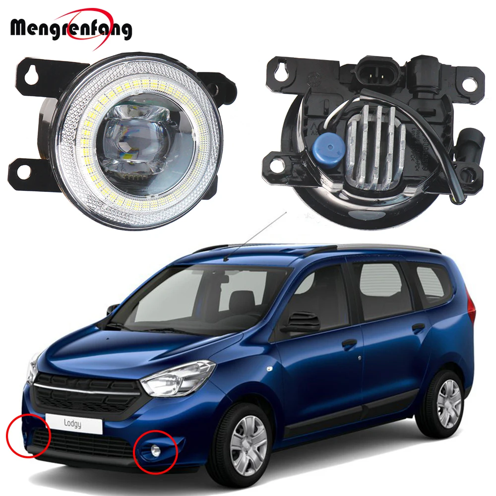 

2IN1 Fog Light Angel Eye DRL Car Front LED Fog Daytime Running Lamp For Dacia Renault Lodgy 2012 2013 2014 2015 2016 2017 2018