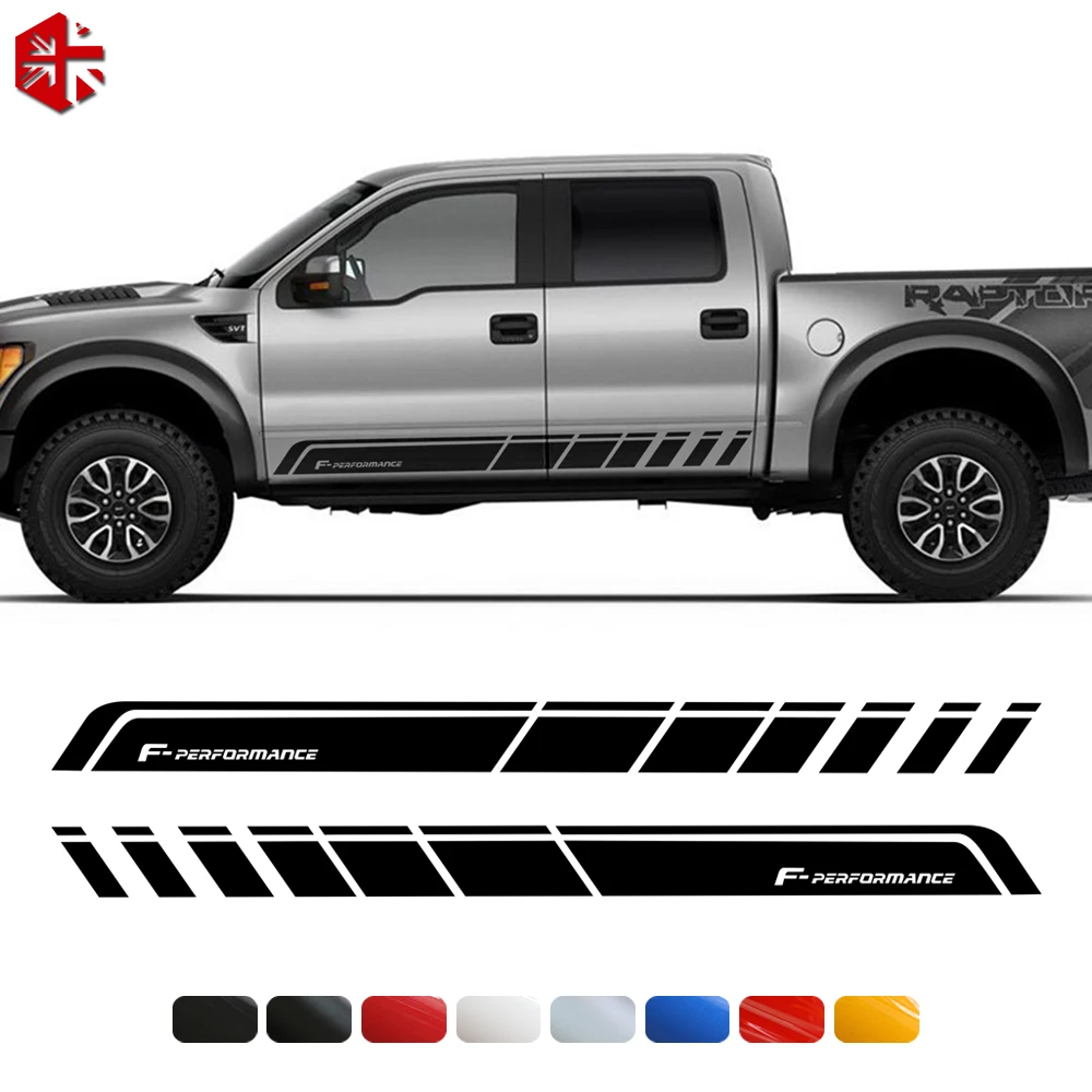 

2pcs Car Door Side Skirt Body Sticker For Ford F-Series F-150 F-Performance F150 Racing Sport Stripes Graphic Vinyl Decals