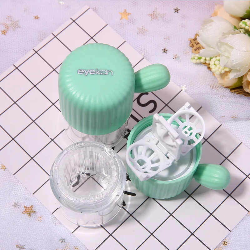 1 Set Manual Rotation Contact Lenses Cleaning Machin Travel Portable Colored Contact Lens Container Beauty Pupil Cleaning Tools
