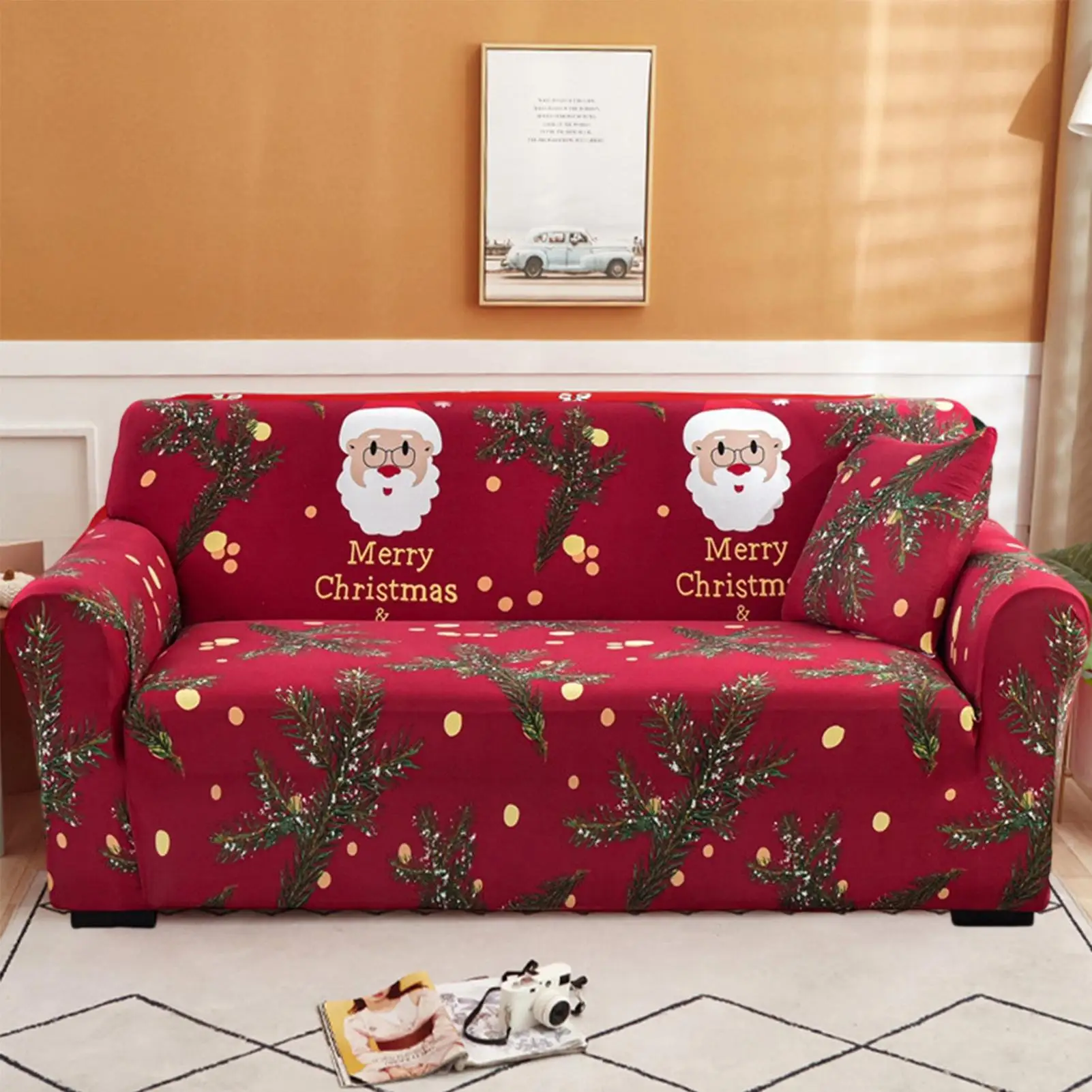 Sofa Slipcovers Christmas Stretch Red Sofa Slipcover Home Decor Furniture Protector For Dormitory Apartment Bedroom Living Room