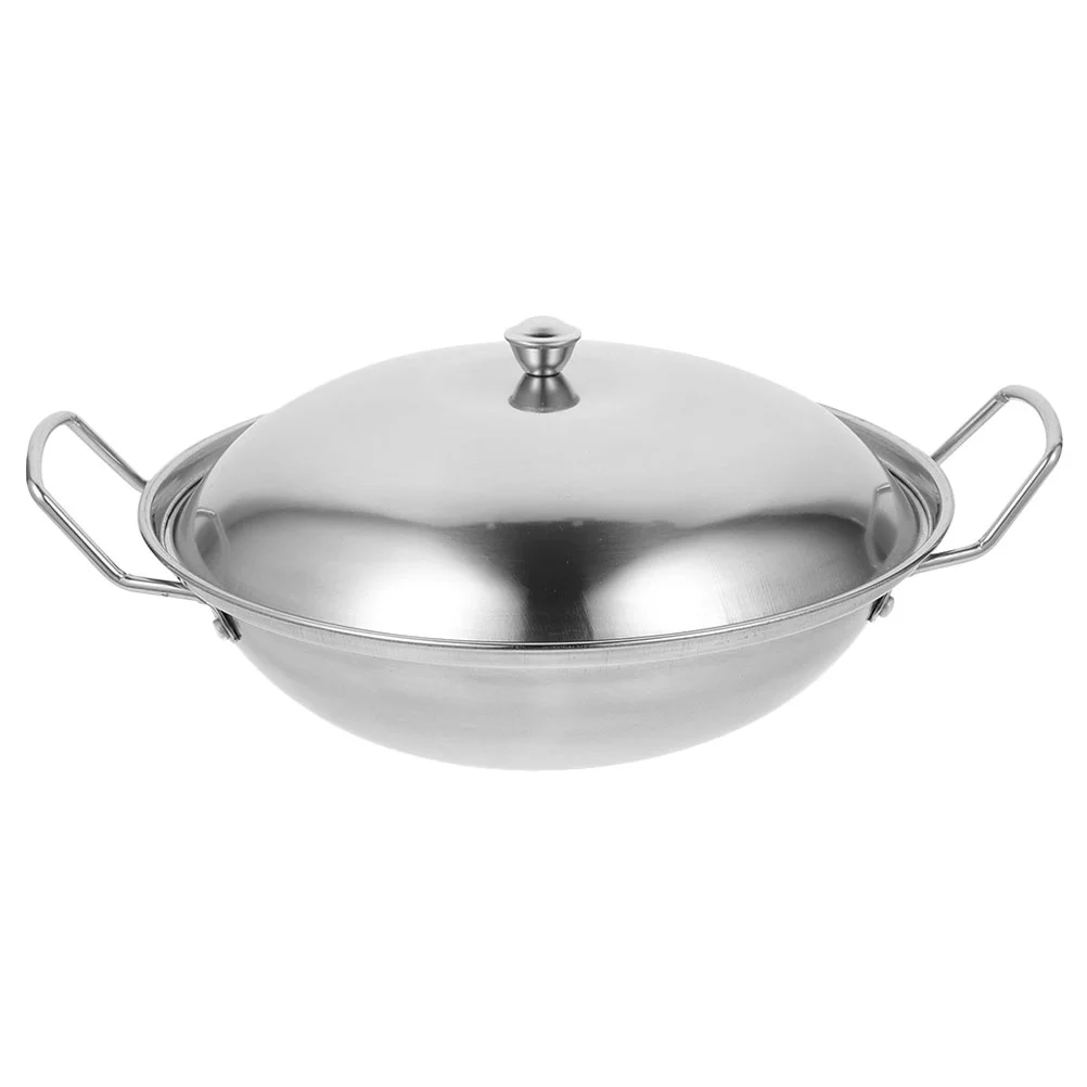 Frying Pan with Lid Wok Pot Stove Hot Household Stainless Steel Cookware Cooking
