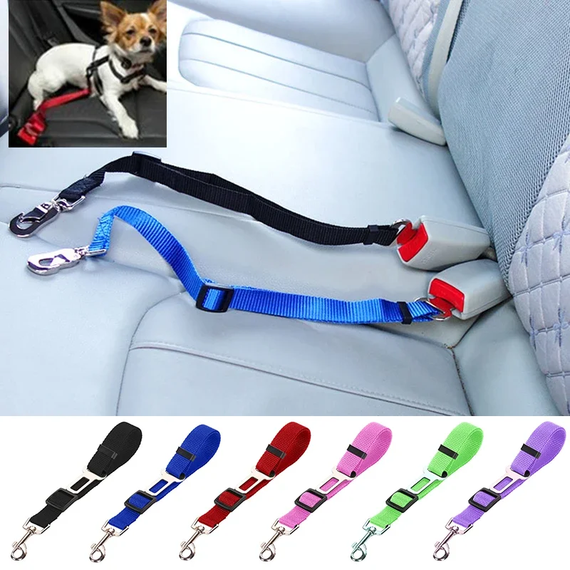 Car Seat Belt Accessory Adjustable Pet Dog Cat Car Safety Seat Belt Nylon Lead Leash Harness for Pet Puppy Kitten Vehicle Security Leash 45-72cm