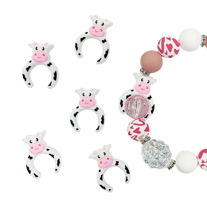 50pcs New Focal Silicone Beads BPA Free Dairy Cattle Semi-circular Beads Baby Teether Toys DIY Nipple Chain Jewelry Accessories