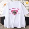 Sad Hamster Tshirt I'm Just A Girl Cartoon Printing Tee-shirt Casual Short Sleeve Summer Tshirts Cotton High Quality Girls Tees 6