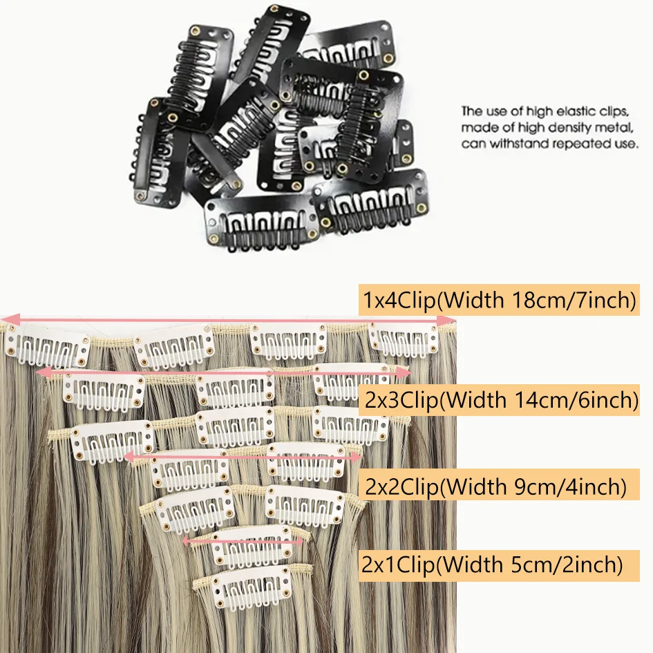 Synthetic 7 pieces/set, 22 inch straight hair extensions, hair clip extensions, clip extensions, Christmas Halloween extensions