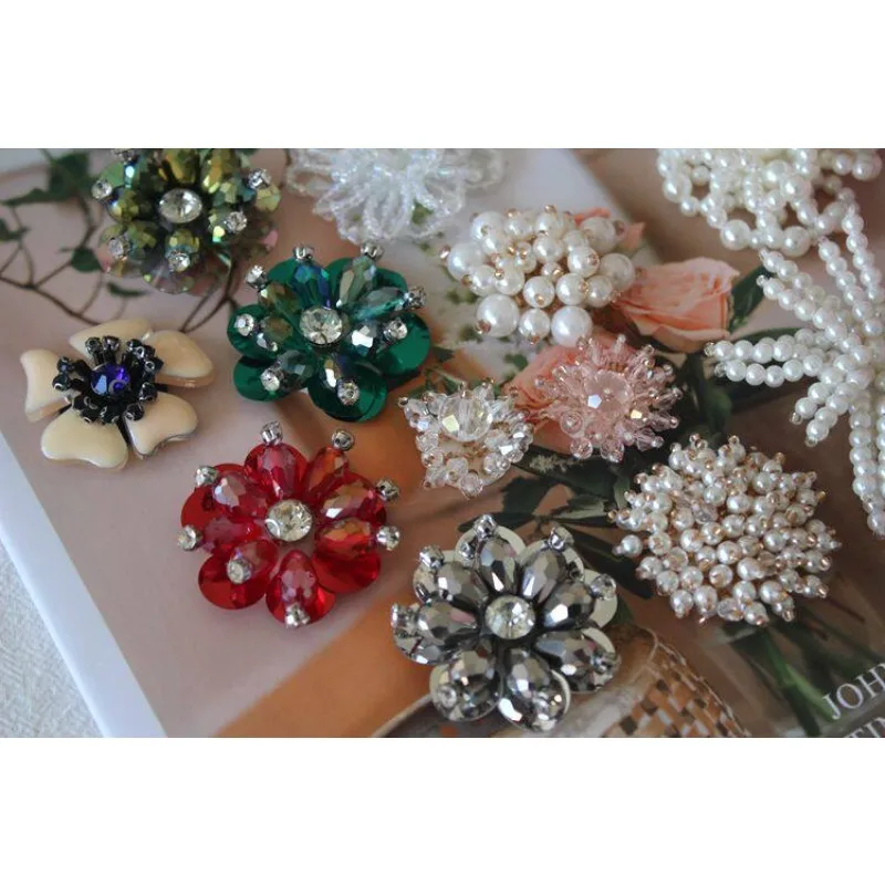 5PCS 새로운 3D 꽃 네일 비즈 스티커 의류 패브릭 스티커 수제 티셔츠 스웨터 신발 장식 패치 액세서리