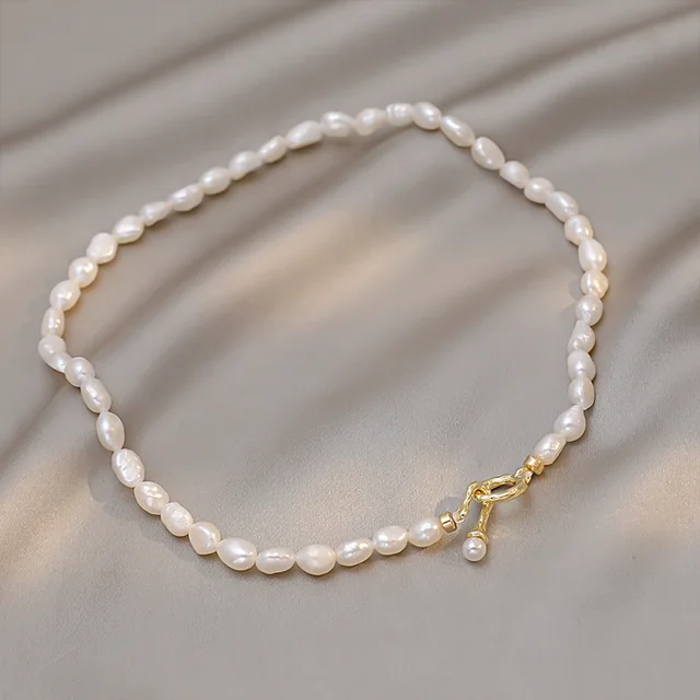 Europe and the United States popular light luxury baroque wind natural pearl necklace, stylish women's necklace temperament E