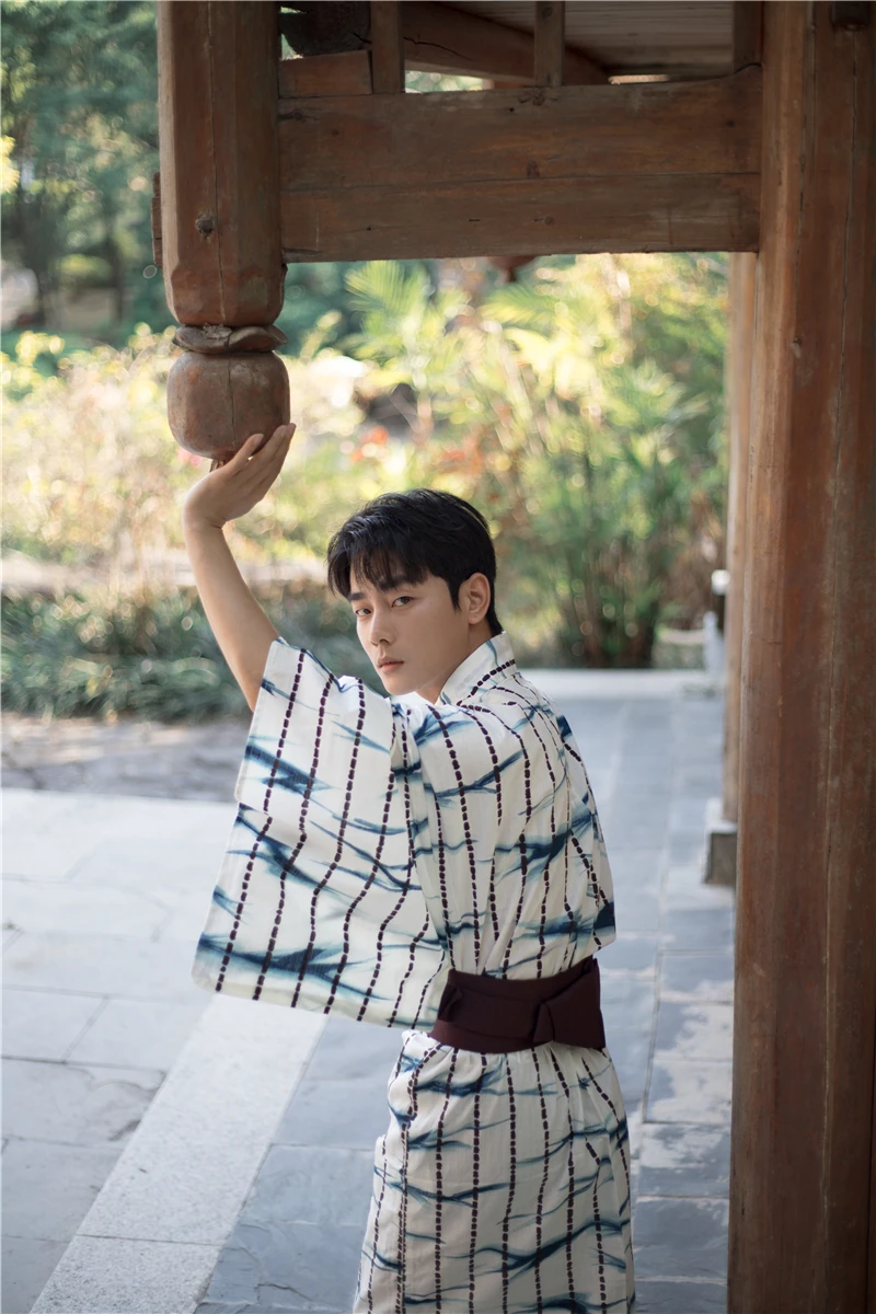 Dianzan Kimono Giapponese Yukata Cintura Uomo a Righe Larghe Obi Chiusura con Gancio E Cintura retrò per Sauna Spa Costumi di Usura Judo Wrap